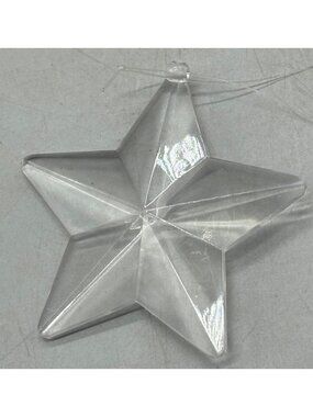 Clear Plastic Star Ornament With Hanging Loop 3" Used READ